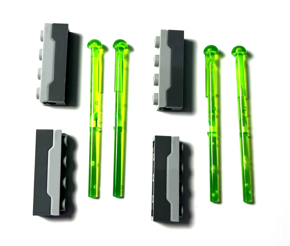 LEGO 4x Projectile Launcher 1x4 Spring Shooter Light Blu Gry Top & green missile - Image 2 of 3