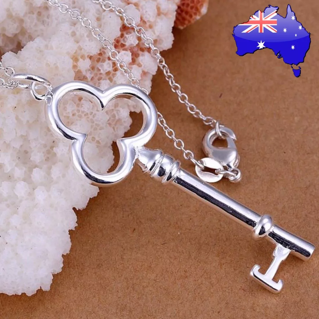 925 Sterling Silver 21st Birthday Key Pendant Necklace Womens