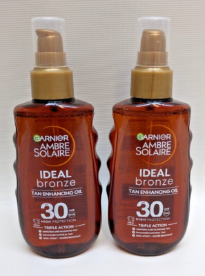 2 x Garnier Ambre Solaire Ideal Bronze Nourishing Sunscreen Oil SPF30 - 150ml
