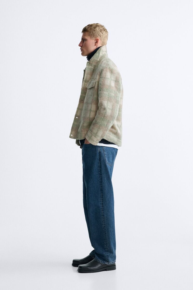 New Zara Textured Plaid Jacket Wool Blend M 5931/400 Mint New Zara Textured Plaid Jacket Wool Blend M 5931/400 Mint
