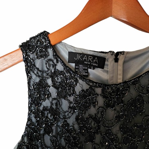 Blusa sin mangas Jkara con cuentas de encaje L grande floral formal cremallera trasera - Imagen 6 de 10