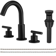 Matte Black 8" Widespread Waterfall Bathroom Sink Faucet 3Hole Vanity Mixer Tap