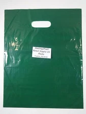 500 Qty. 12" x 15" Green Glossy Low Density Merchandise Bag Retail Shopping Bags