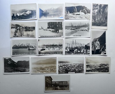 16 Alaska Canada Frontier RPPCs Yukon BC Only Streetcar InAlaska Sled Dogs Ships