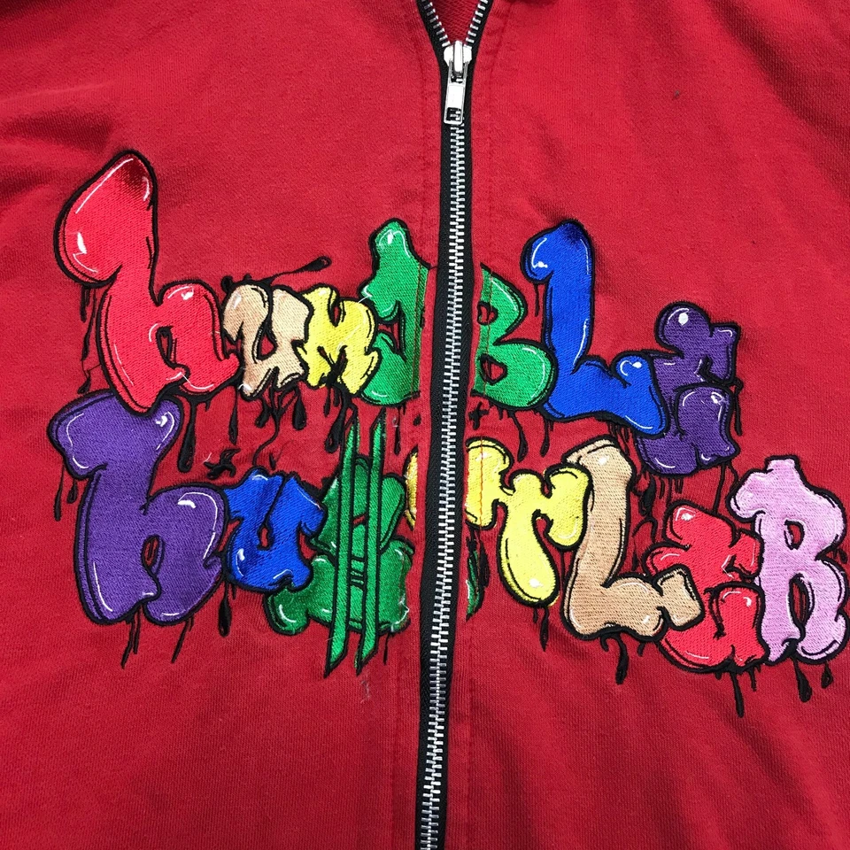 Humble Hustler Rojo Cremallera Completa Bordado Mujer Sudadera con Capucha Grande Foto 3 de 4