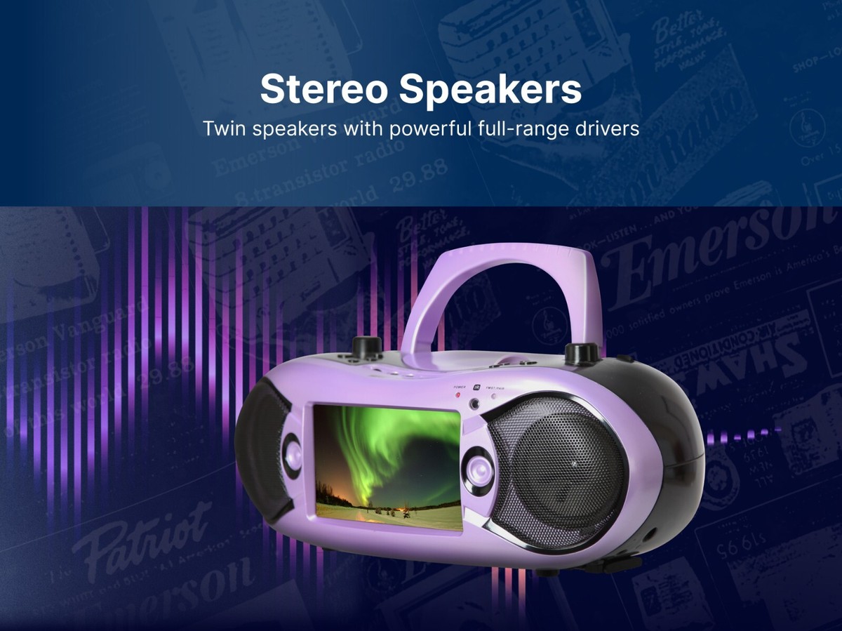 Emerson EDL-2870H 7-inch Bluetooth DVD Boombox with AM/FM