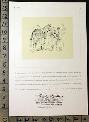 1937 EQUESTRIAN HORSE RACE JOCKEY PADDOCK BROOK BROTHER PAUL BROWN