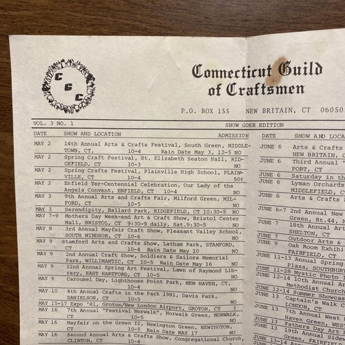 Vintage 1981 The Connecticut Guild Of Craftsmen Show Goers Guide Brochure CT P9a - Picture 10 of 19