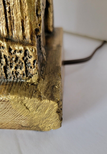 2 Vintage Mid Century Modern XL Abstrakt Brutalistisch Antik Gold Keramik Tischlampen - Bild 10 von 19