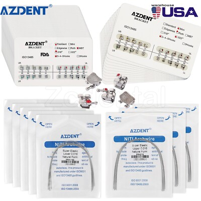 #ad Brackets dentales ortodoncia Mini standard Roth MBT 022 Ganchos 345 Arco Alambre $388.60