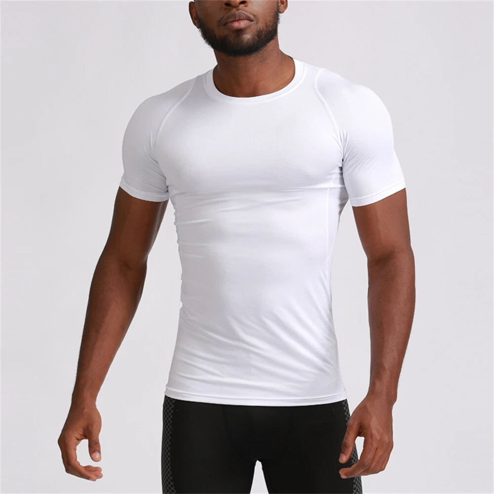 Men's Compression Short Sleeve T-Shirt Running Athletic Quick Dry Tee Top
