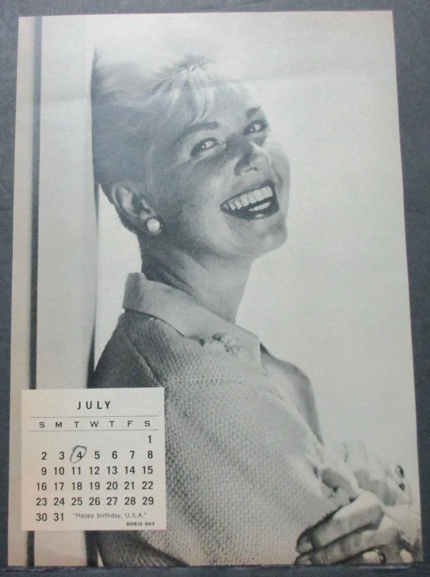 JUNE/JULY 1961 2 SIDED CALENDAR PAGE, DORIS DAY, FABIAN | eBay