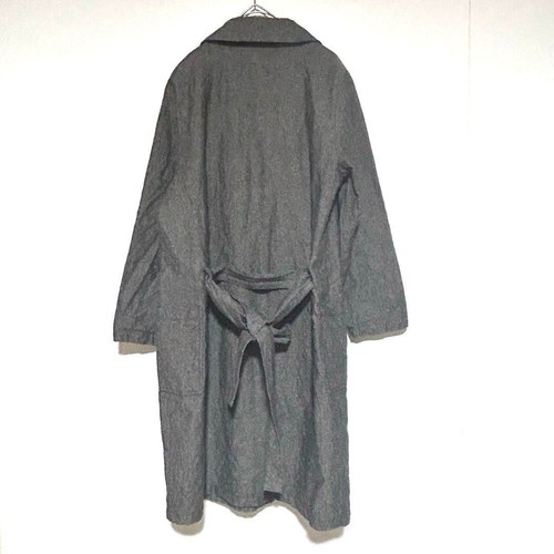 ICHI / ICHI Antiquites Linen Cotton Shawl Collar Long Coat Gray Used - Picture 5 of 9