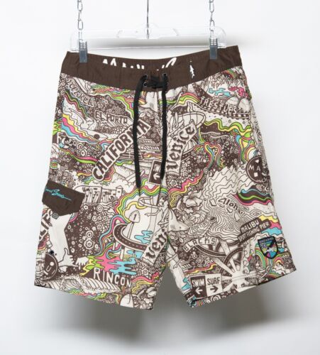 Maui and Sons Men’s Graphic Board Shorts Size 30 California Map Print Swim Trunk