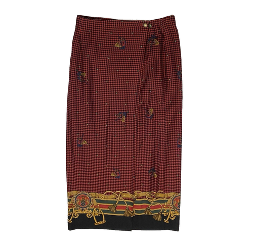 Gonna midi vintage Country Shop rossa pied de poule avvolgente 8 cavalli equitazione - Foto 16 di 16