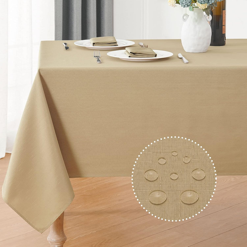 Faux Linen Rectangle Tablecloth Waterproof 60X84 Inch Table Cloth Stain - 第 10/12 張圖片