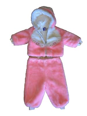 Vintage Kiddie Togs Quilted Floral Fuzzy Snowsuit Set 2 Piece 6-12 Months