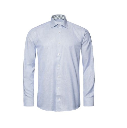 $ 375 Neu mit Etikett Eton moderne Passform knitterarm blau bedrucktes Hemd Größe 15 (38) - Bild 4 von 8