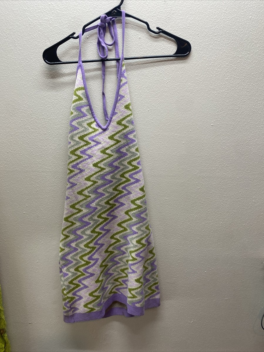 Cotton Candy LA Women's Halter Neck Mini Dress Purple Green Large | eBay