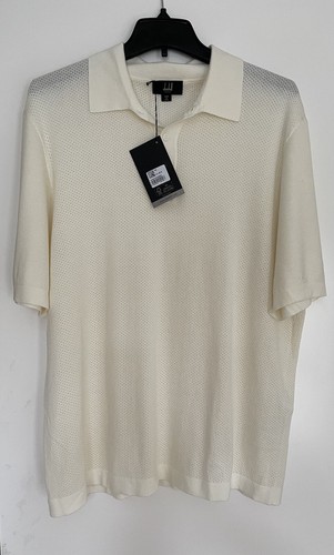 Dunhill Texture Netz Seide Poloshirt Größe 2XL Off - weiß UVP £425 neu mit Etikett - Bild 2 von 7