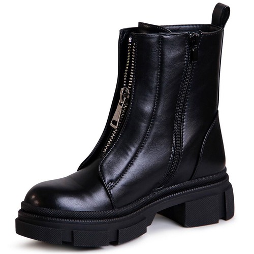 Stivaletti donna plateau worker biker boots zip - Foto 11 di 12