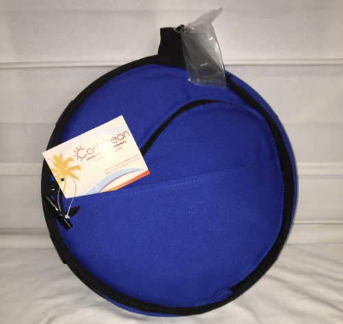 Caribbean Blue & Black Collapsible Nylon Insulated Cooler 12" x 10" NIP! - Picture 2 of 8