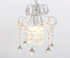 Mini Style Crystal Chandelier Pendant Light White,1-light