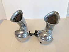Vintage Pair Auto Trumpet Horns With Screen Bright Shiny Chrome