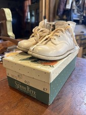 Vintage Child  s Leather Shoes, White, 1940s, Size 4 1/2 C, Used, Stride Rite