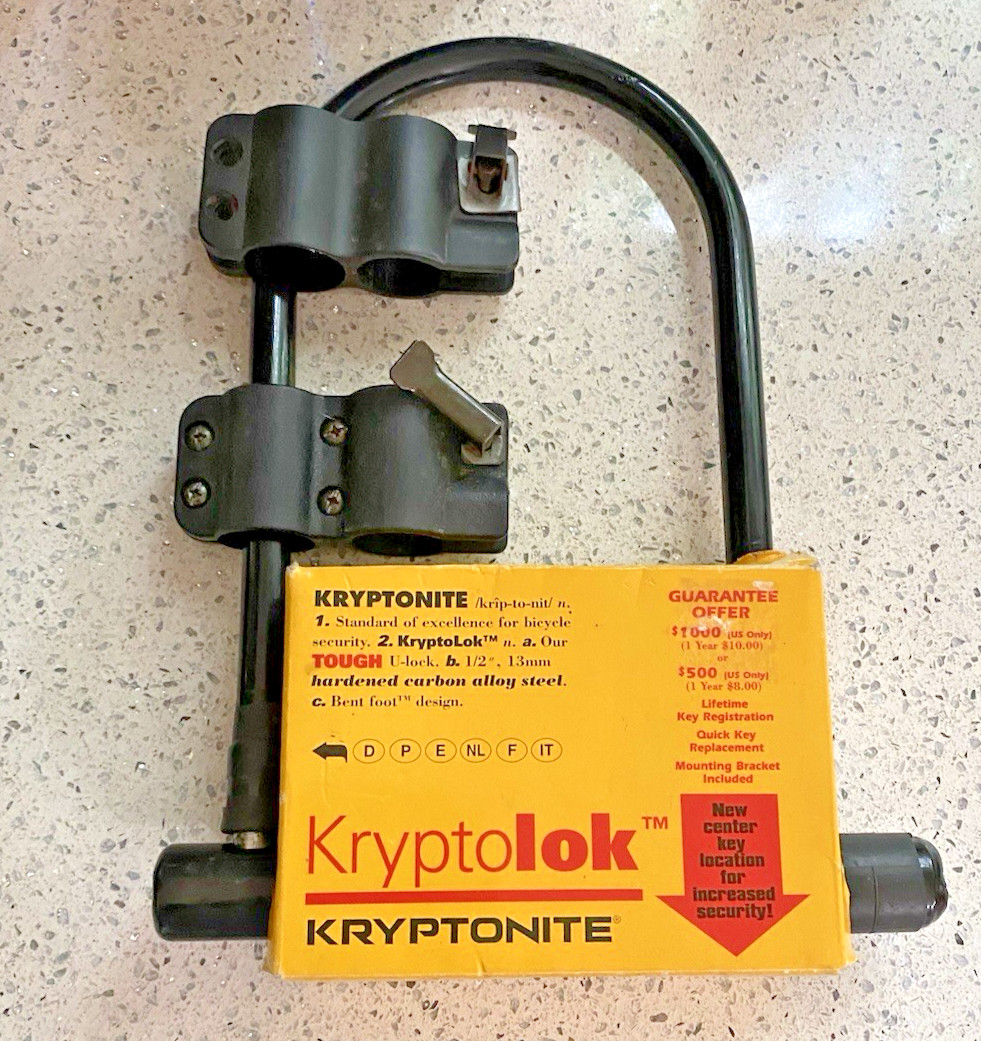 Kryptonite Kryptolok Original LS Heavy Duty Bike U-Lock Black 2 Keys + Brackets