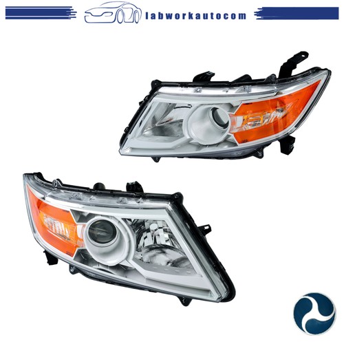 Chrome Housing For Honda Odyssey 2011-2017 Halogen Front Headlights Amber Pair - Picture 6 of 17