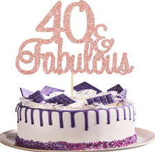 1Pcs 40  Fabulous Cake Toppers Rose Gold 40 and Fabulous Cake Toppers for Happy