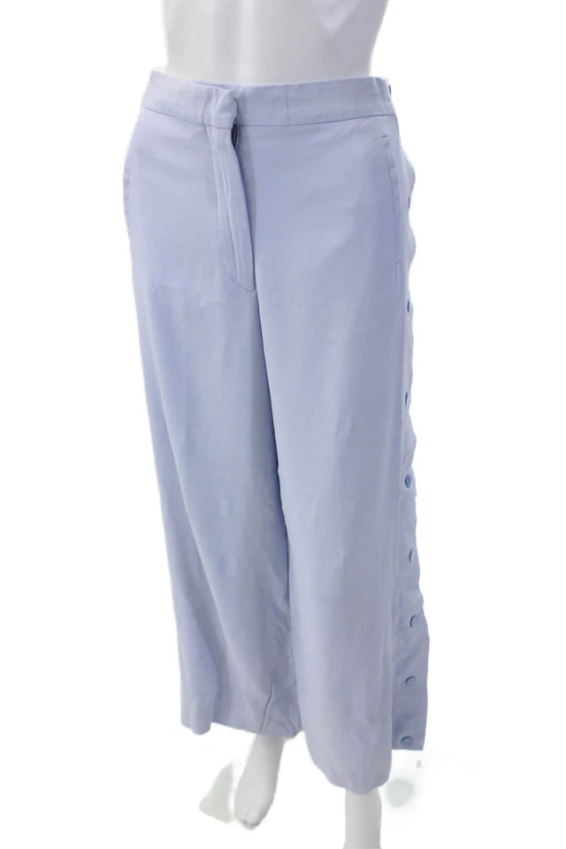 Pantalones ACNE Studios para mujer con botones laterales tiro alto pierna ancha azul hielo talla 40 EUR Foto 2 de 4
