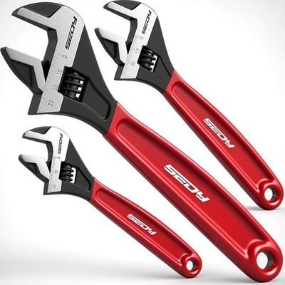 SEDY Adjustable Wrench Set Pipe Spanner: 6'' 8'' 10'' Wide 6'', 8'', 10'', Black