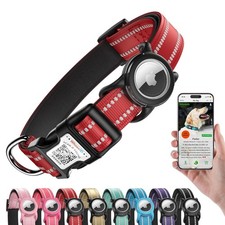 Reflective Dog Collar with AirTag Holder, IP68 Waterproof Dog Collar with QR ...