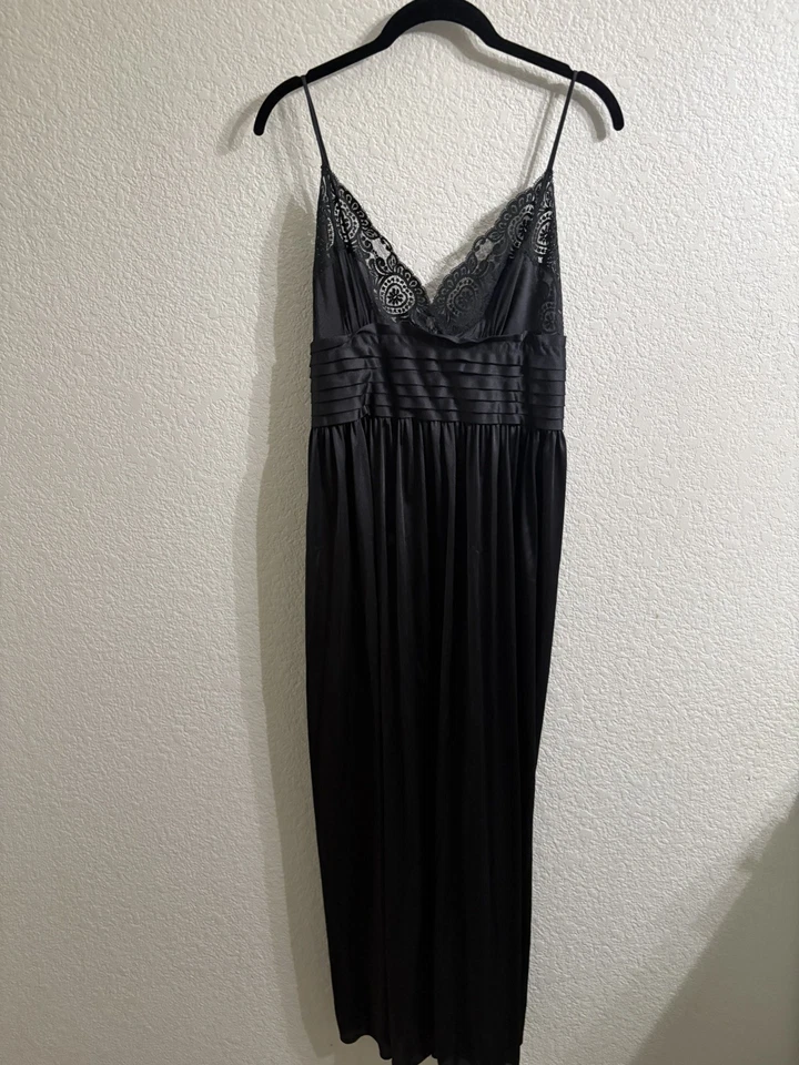 Conjunto de bata y camisón vintage Lily of France negro talla mediana Foto 3 de 4