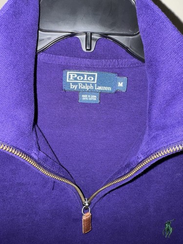 Polo Ralph Lauren Men's Purple Quarter Zip Pullover Long Sleeve Sweater Size M - Picture 3 of 3