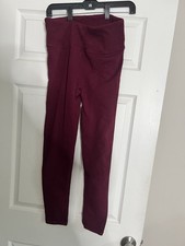 Fabletics High Waisted Ribbed Leggings Womens Size Large Burgundy Wine Maroon