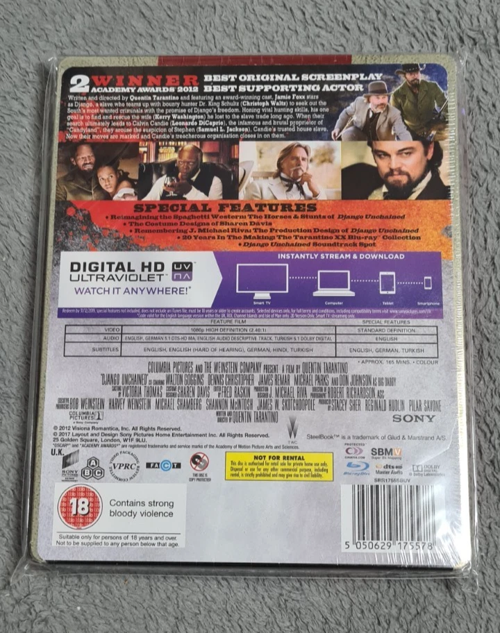 Django Unchained Blu-Ray Limited Edition Steelbook (2013 Sony UK, Sealed OOP) - Image 2 of 3