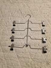 Sturdy 4 Tier Trouser Skirt Pants Hanger Chrome and Black Vinyl