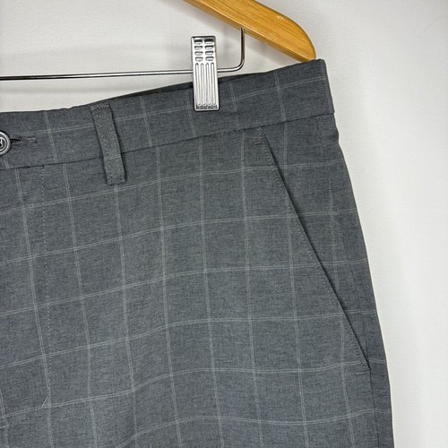 Haggar Cool 18 Pro Men’s Flat Front Shorts Charcoal Grey Plaid Size 36 - Picture 6 of 17
