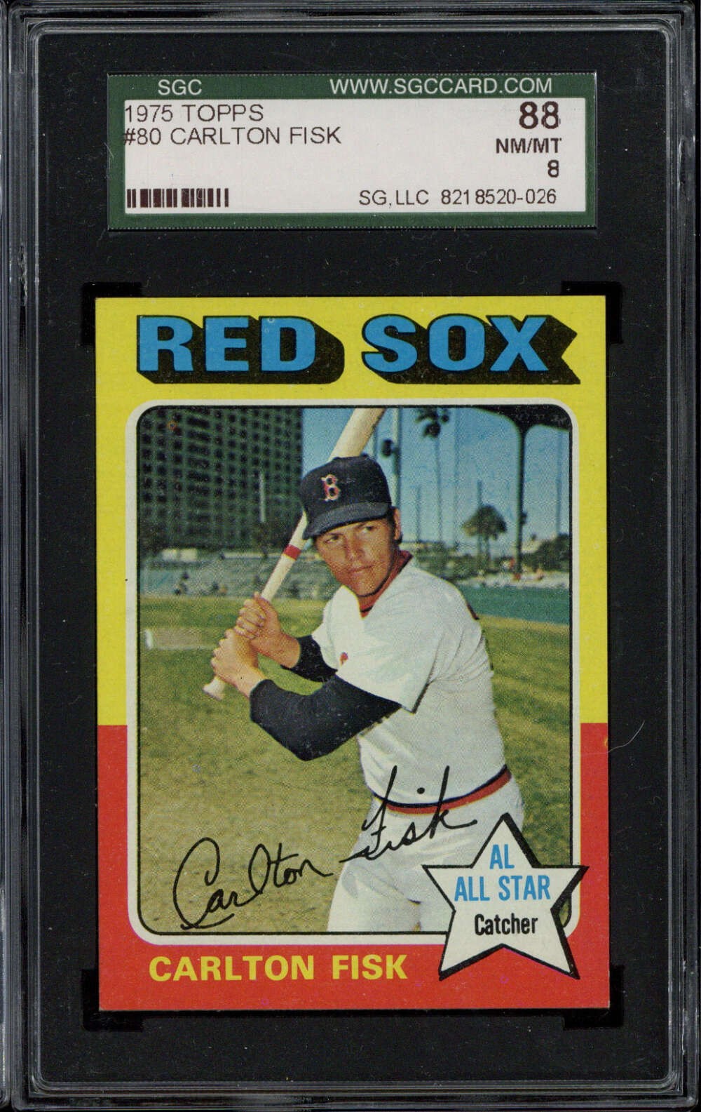 1975 Topps #80 Carlton Fisk Red Sox SGC 8 NM-Mint