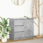 Sideboard Concrete Grey Engineered Wood 71x35x65 cm 1 Door 3 Drawers StoragePlus