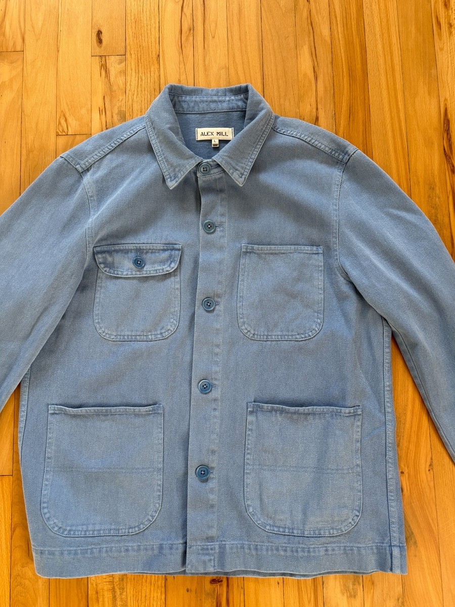 Alex Mill Recylced Denim Work Jacket - Coastal Light Blue Large | eBay