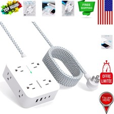 10 Ft Surge Protector Power Strip with 8 Outlets  4 USB Ports - Wall Mountable
