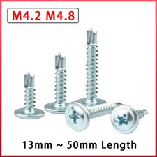 4.2mm 4.8mm Self Drilling Wafer Head Tek Metal / Drywall Screws Various Lengths