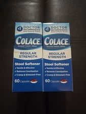 2 Colace Regular Strength Stool Softener 100mg 60ct.  (J9)