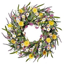Daisy and Lavender Wreath 24    Wildflower Wreath Spring and Summer Colorful