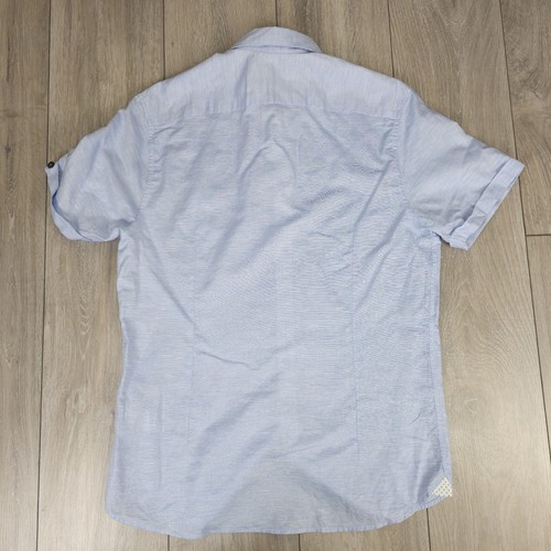 Ted Baker Gr. 4 Fit L Blau Leinenmischung Kurzarm Hemd mit Knopfleiste Slim Fit - Bild 8 von 8