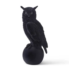 K & K Interiors - Black Velvet Flocked Resin Owl 18.25" - 42357D